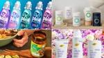 Dörde bölünmüş kolajda farklı Unilever ürünleri gösteriliyor: beş farklı renkli Persil Wonder Wash deterjan şişesi; bej bir arka plan üzerinde Nutrafol takviye gıda paketleri; bir kavanoz Knorr baharatının yanında bir tabak ve yemek yiyen bir el; pembe ve beyaz çiçekler arasında sergilenen Dove Whole Body Deo ürünleri.